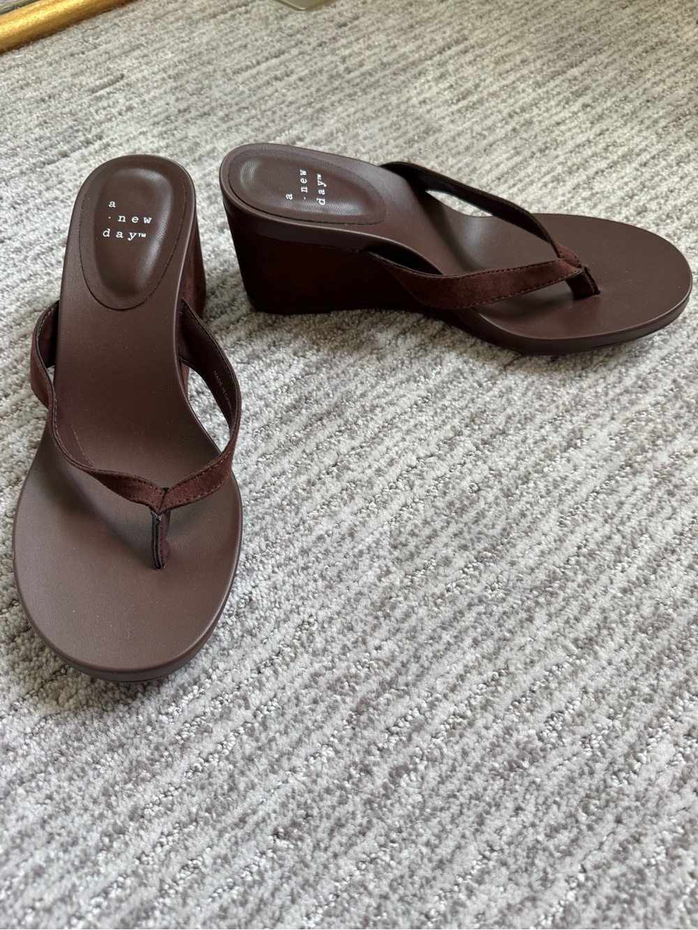 a new day Dark Brown Wedge Thong Sandal
